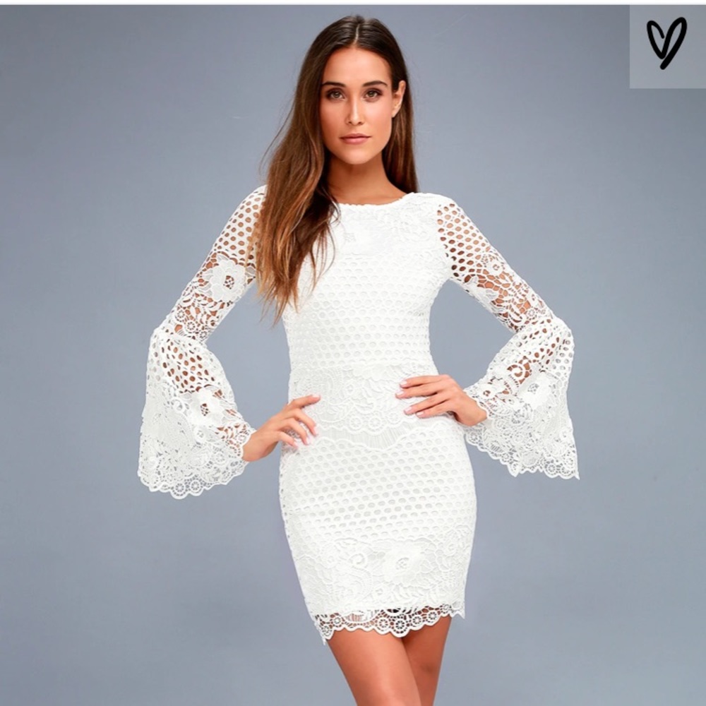White Lace Long Sleeve Dress